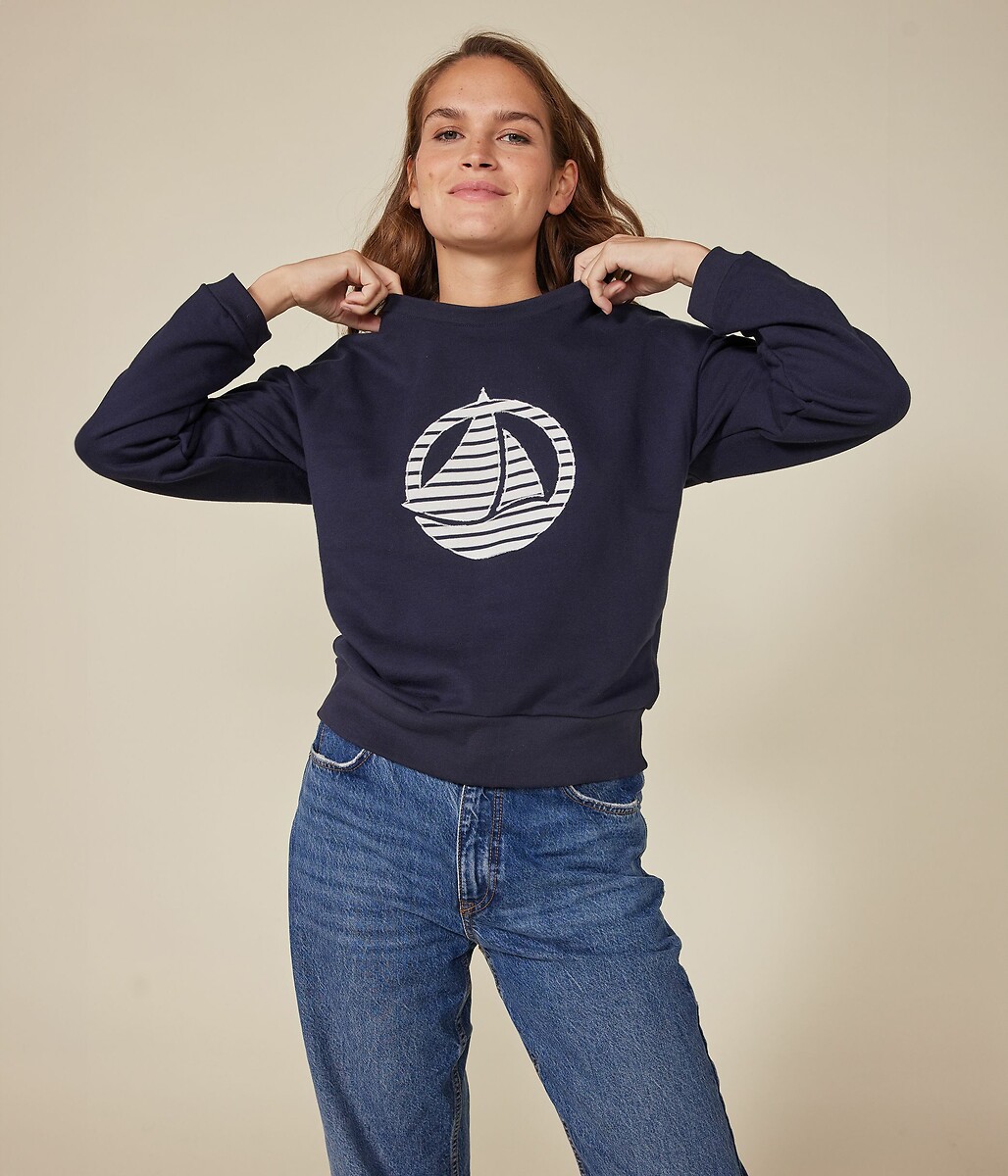 Logo Print Cotton Sweatshirt, PETIT BATEAU