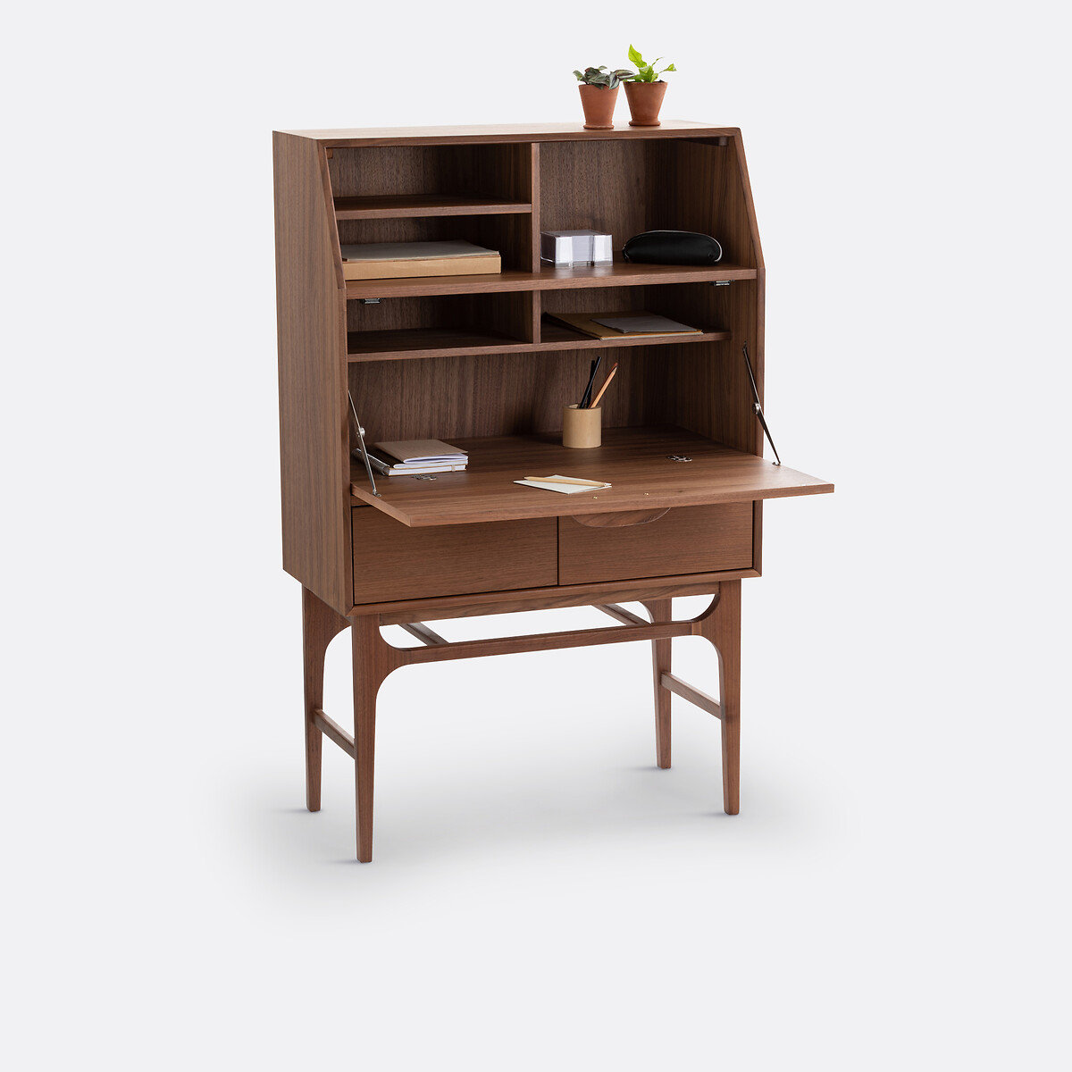 Larsen vintage secretary desk walnut La Redoute Interieurs La Redoute