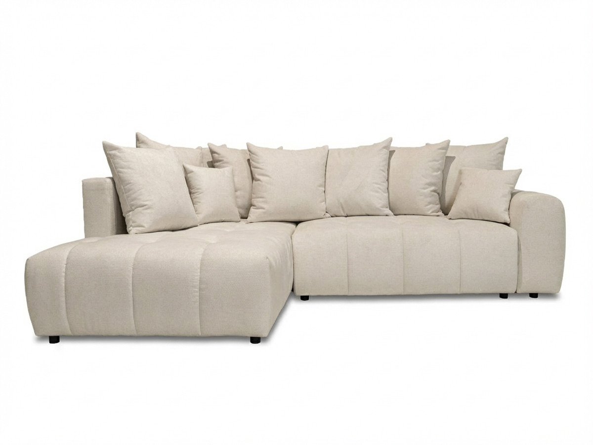 Canapé d'angle convertible 4 places en tissu chiné, ROXELANE, BOBOCHIC