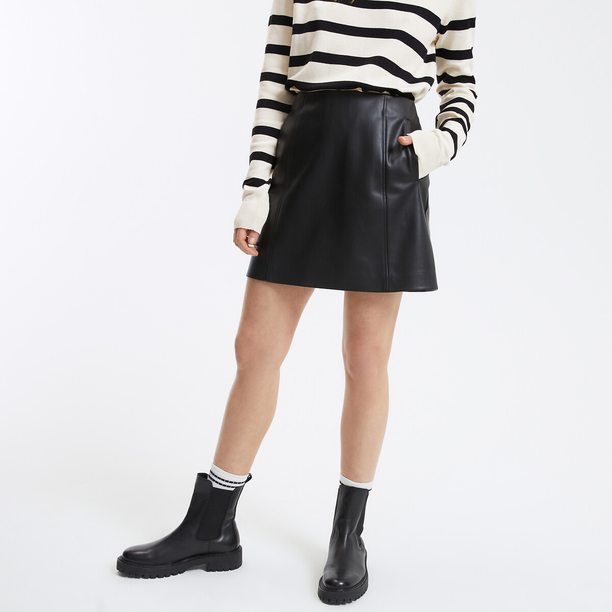 Faux leather mini skirt black La Redoute Collections La Redoute