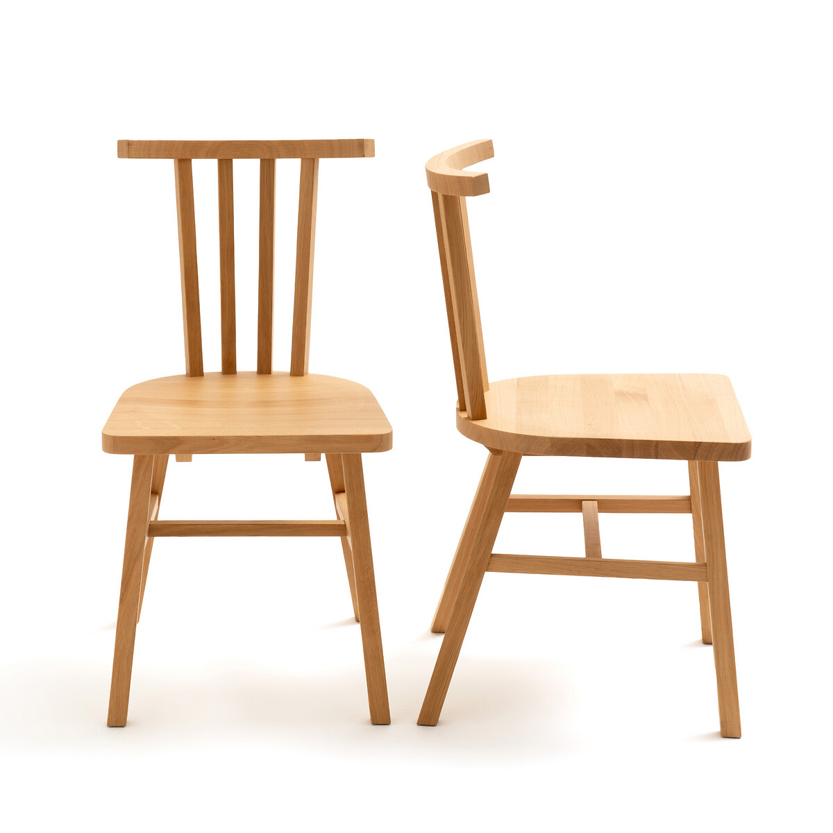 Product photograph of Ivy Chairs With Bars In Solid Oak Set Of 2 from La Redoute UK.