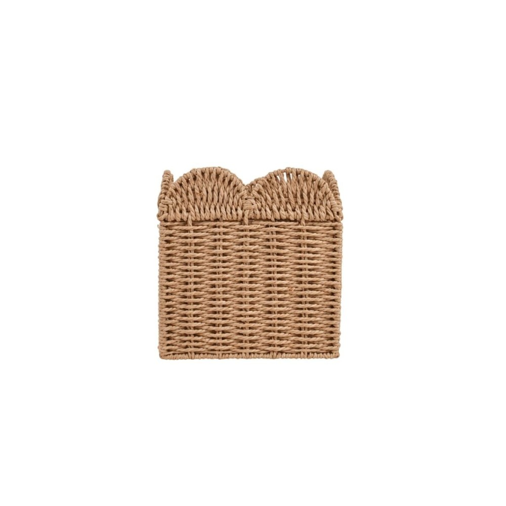 Panier carré en corde de papier festonné 20cm, ORNAMI