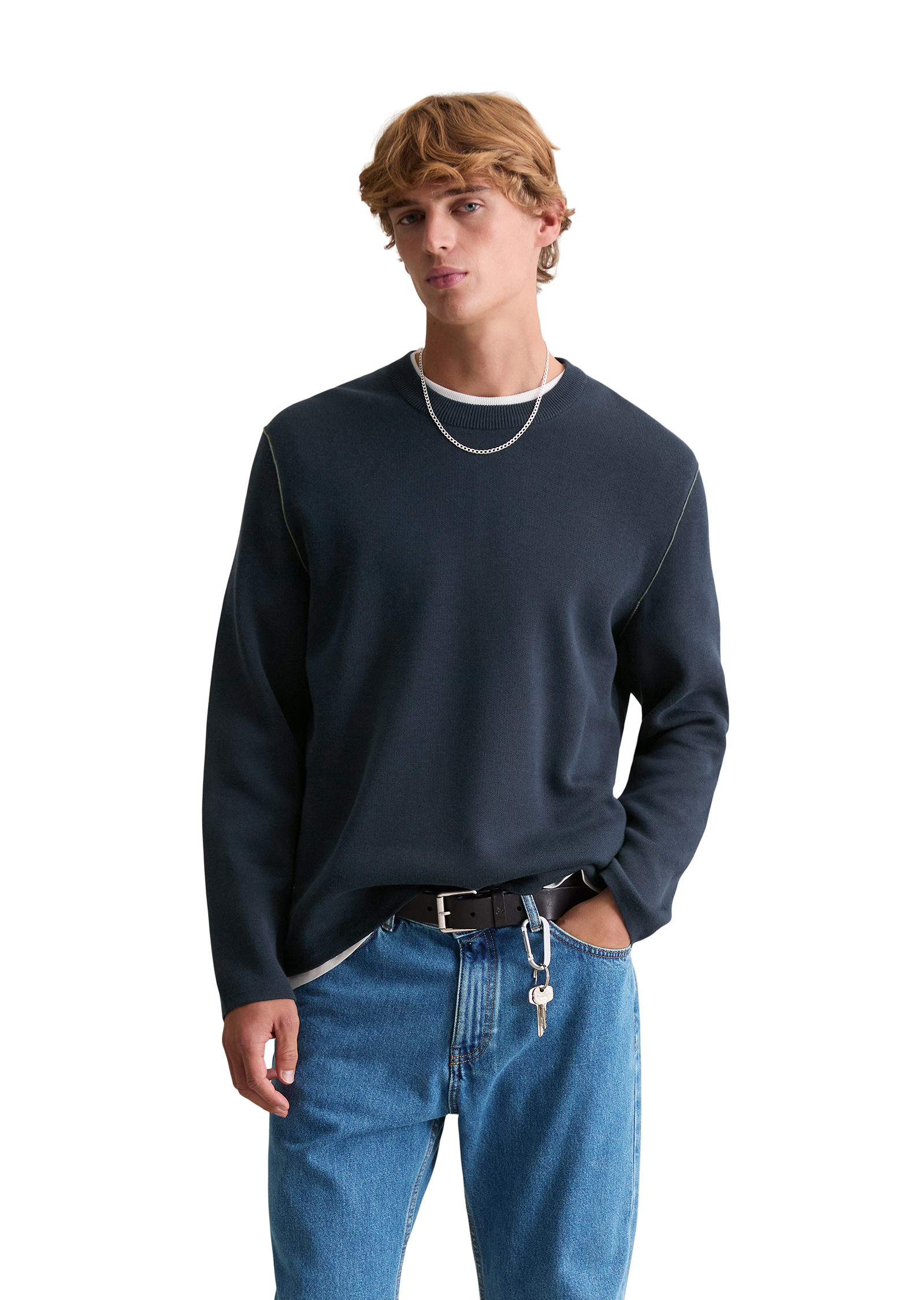 Pull-over regular en coton double face, MARC O’POLO DENIM