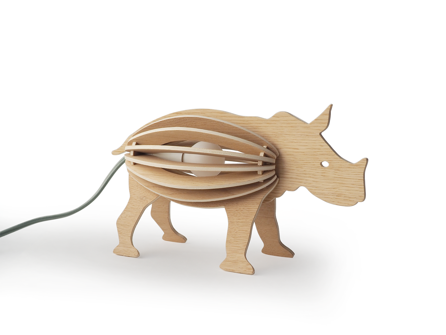Lampe à poser en chêne Rhinocéros - ZOOO SAVANE, GONE'S