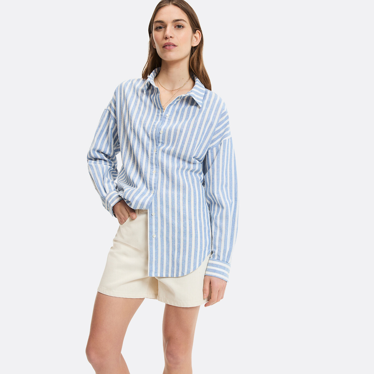 Chemise oversize, à rayures, manches longues, Signature APOLLINE, LA REDOUTE COLLECTIONS