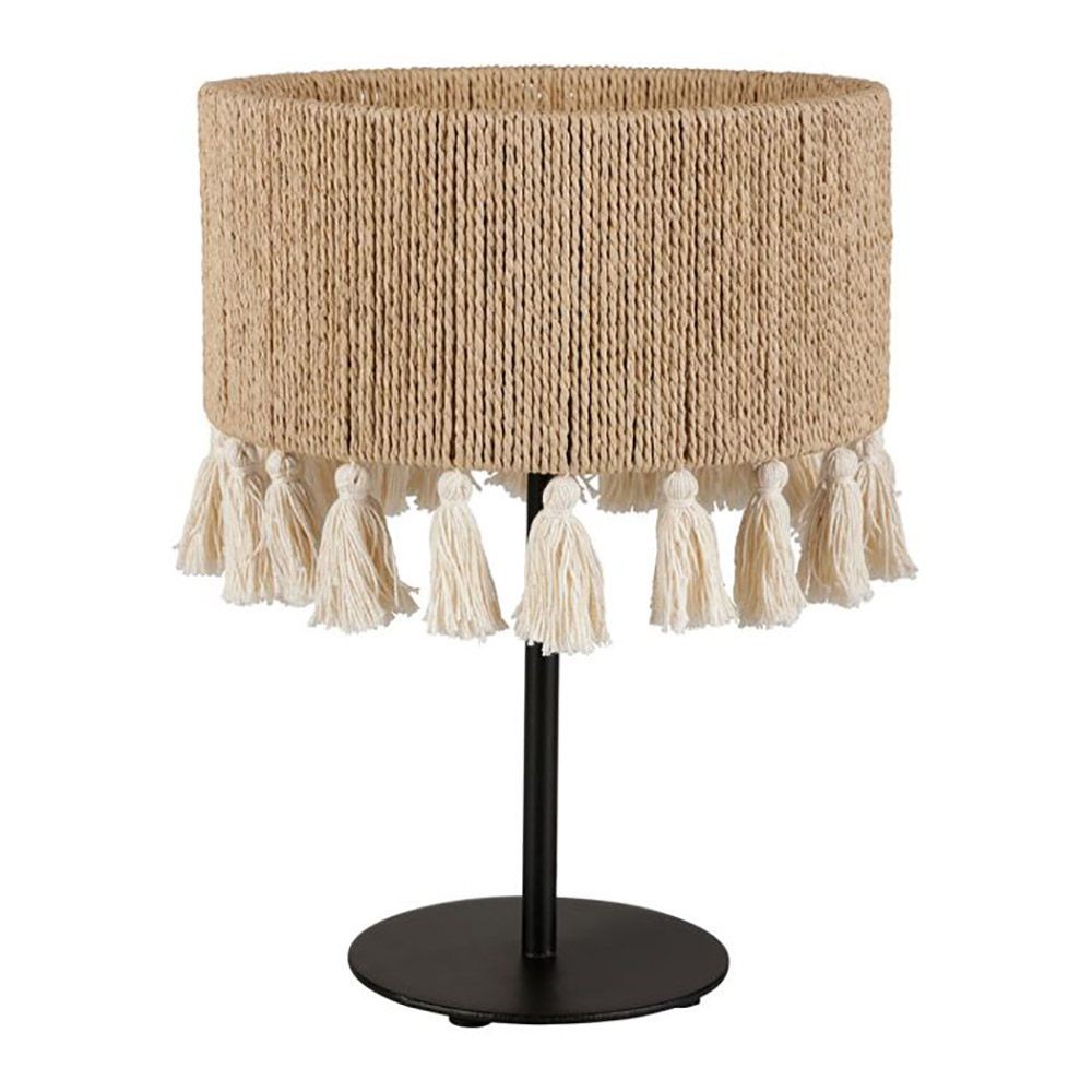 Lampe Métal Coton Charlotte Noire Beige, DECORATIE