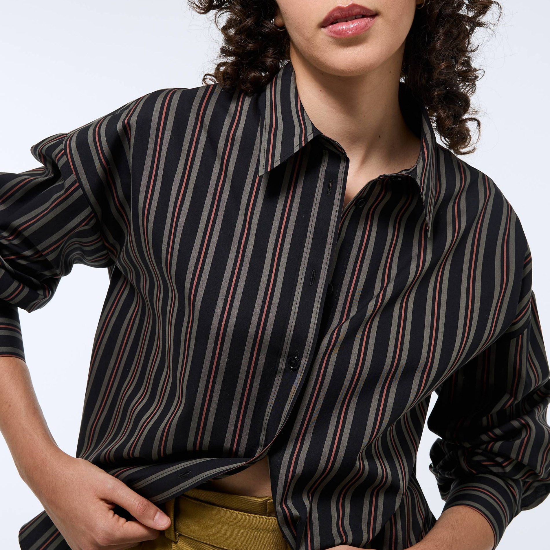 Chemise manches longues rayée en coton BIO GOTS, MONOPRIX
