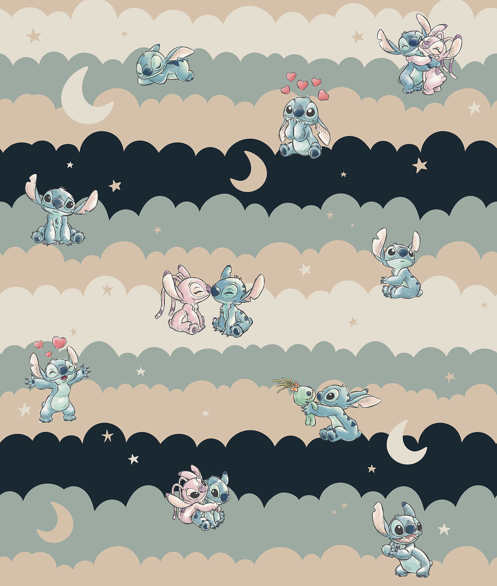 Papier peint Komar - Disney Lilo and Stitch Cozy Clouds - Rouleau: 212 x 250 cm, HEXOA