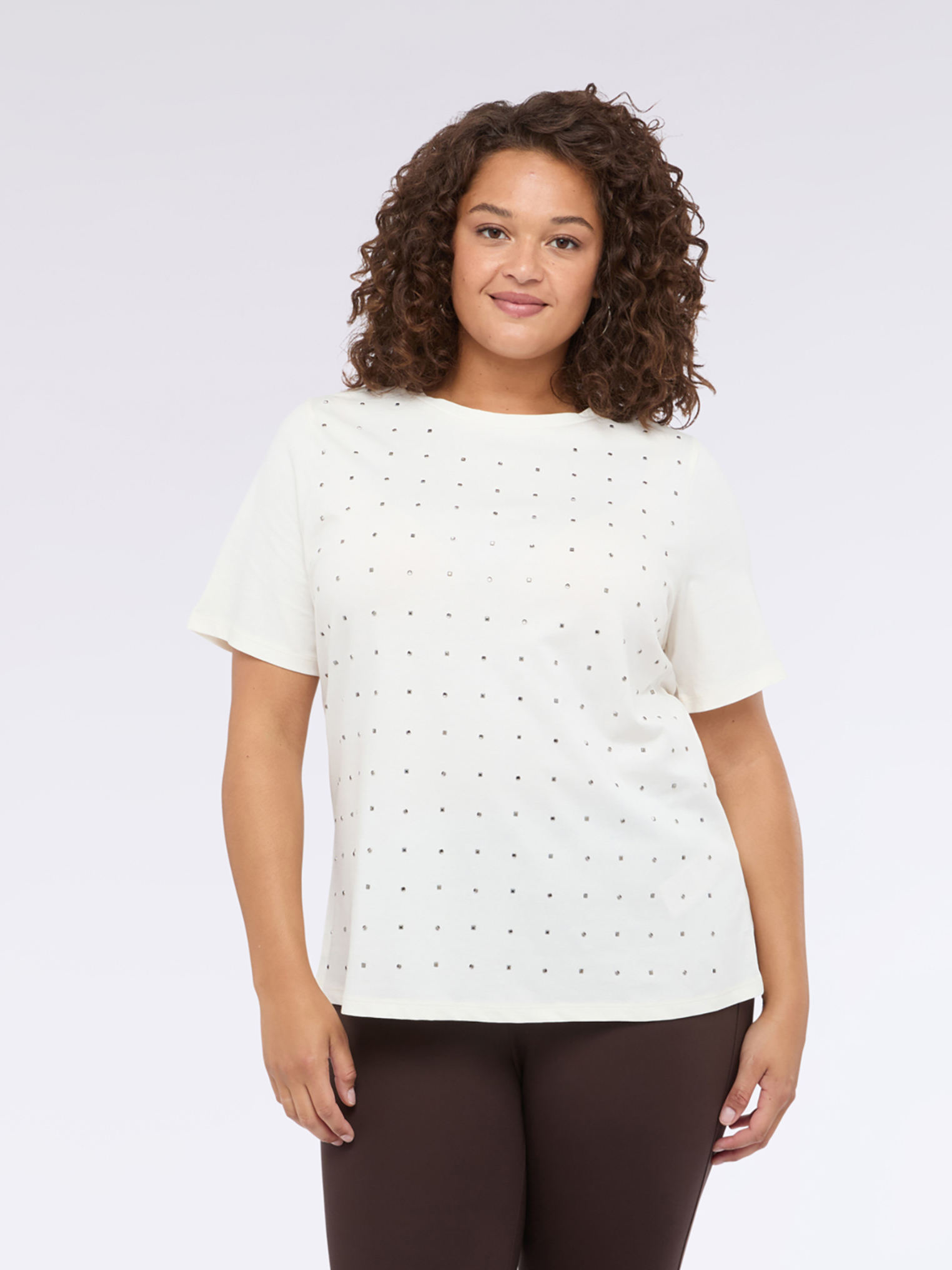 T-shirt en jersey avec petits clous, FIORELLA RUBINO