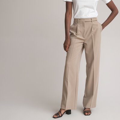 Pleat Front Trousers with Wide Leg, Length 31.5" LA REDOUTE COLLECTIONS