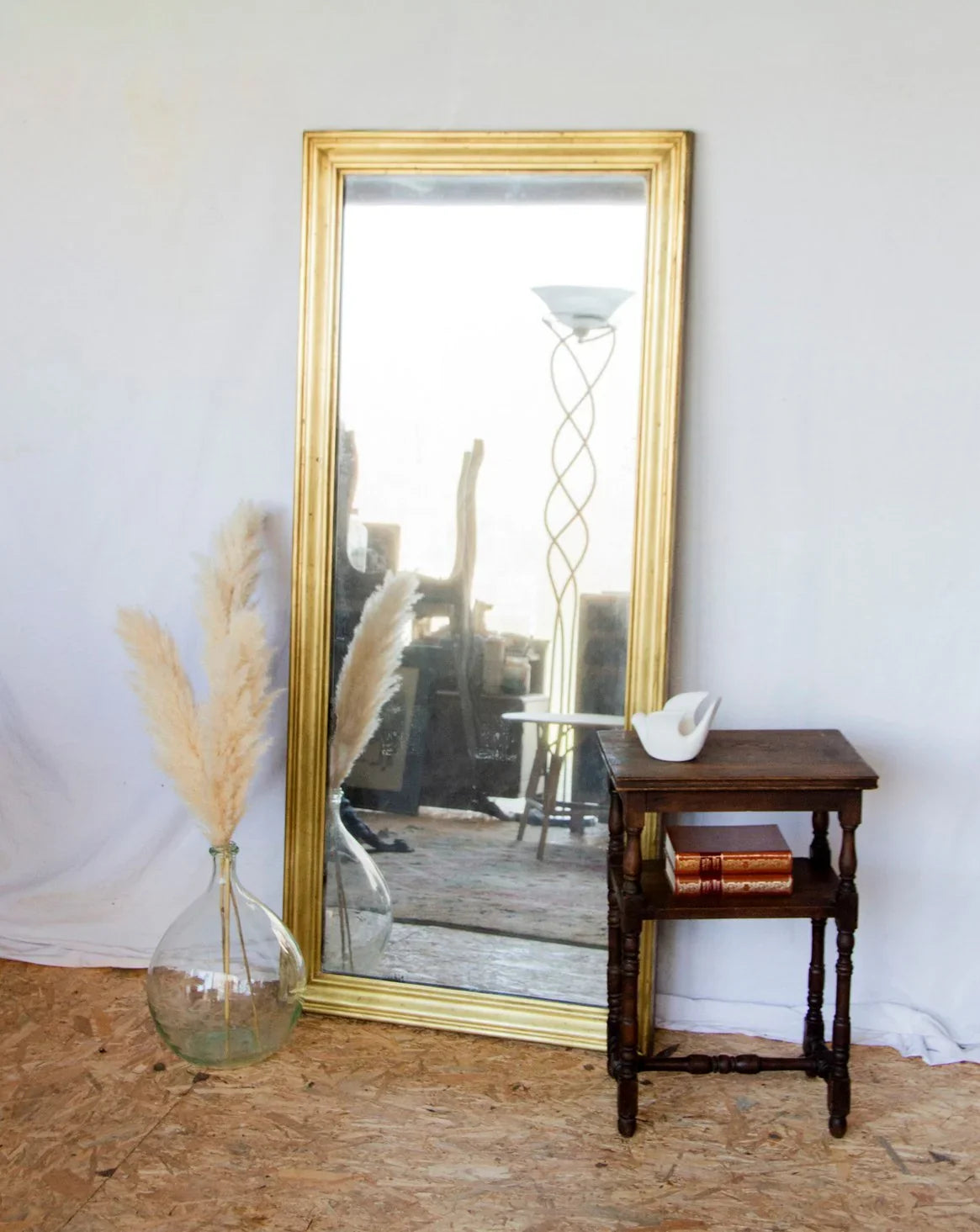 Miroir en chêne et laiton Georges N°1107 - Bon état, DEBONGOUT