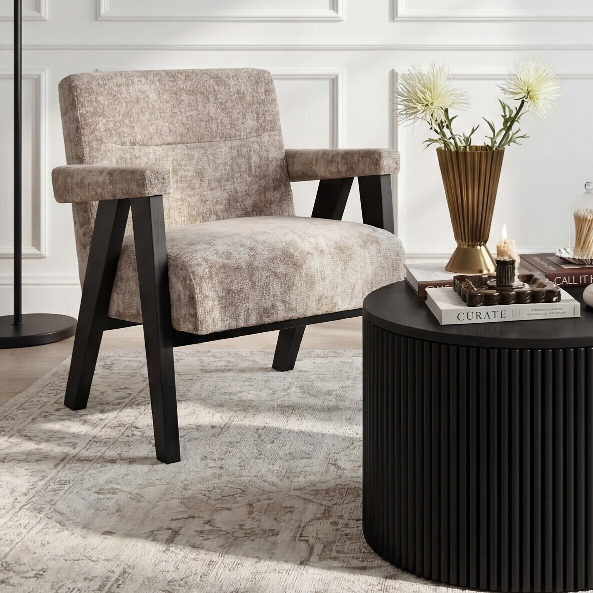 Alessa Velvet Tweed Upholstered Accent Armchair, ÉDITÉ