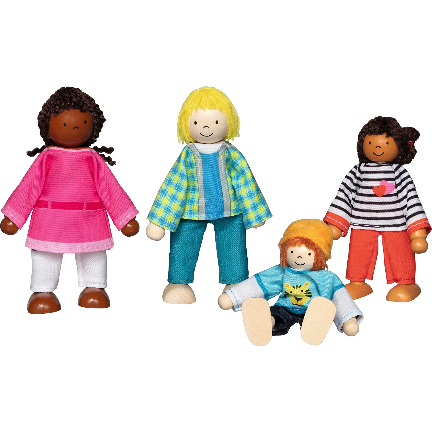 Poupées flexibles famille métissée, GOKI