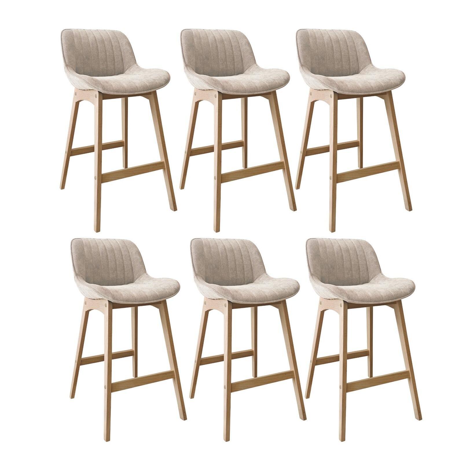 Lot Tabourets Chêne et Velours Côtelé NORDEN H75cm, MOB IN