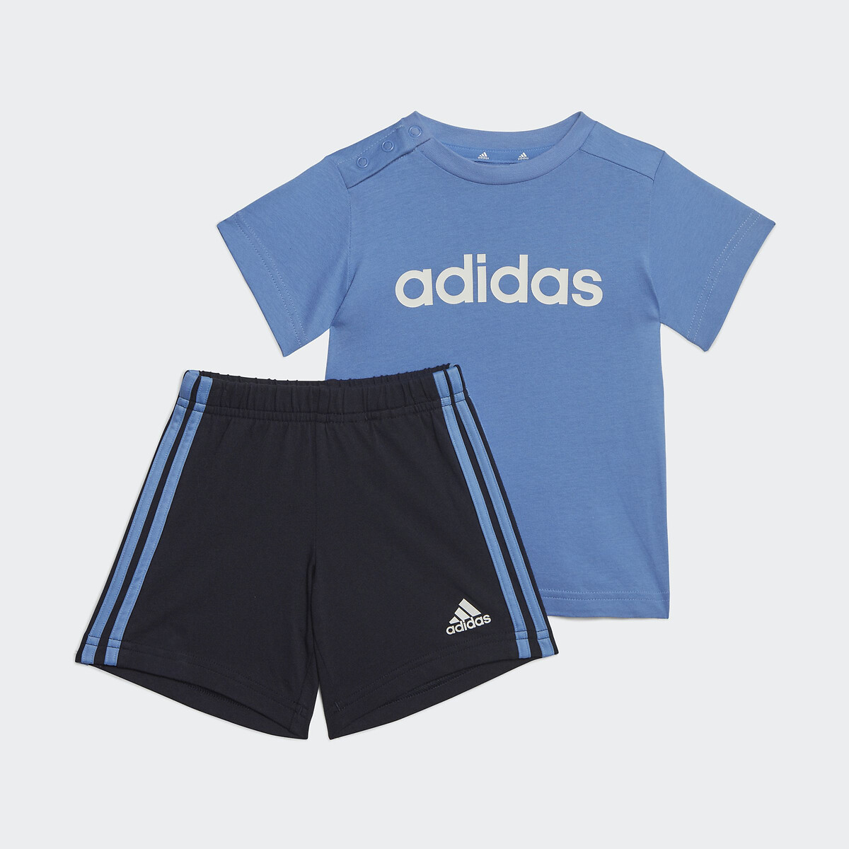 Cotton t-shirt/shorts outfit, blue + black, Adidas Sportswear | La Redoute