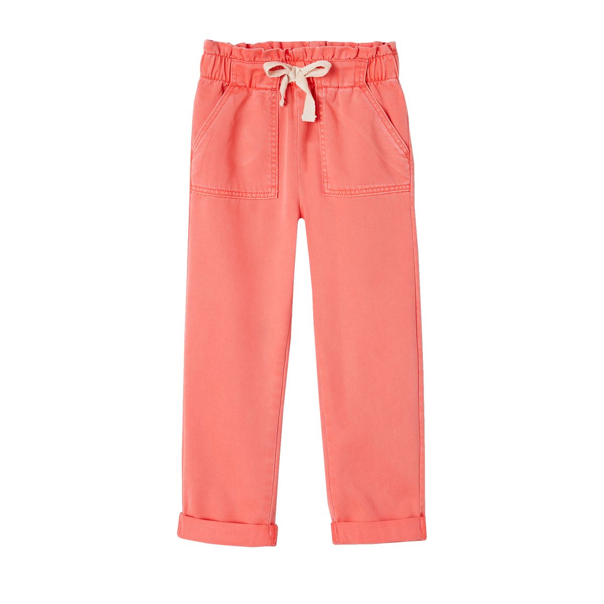 Pantalon Style Paperbag Imprimé Fleurs Fille Vertbaudet - Beige 12A