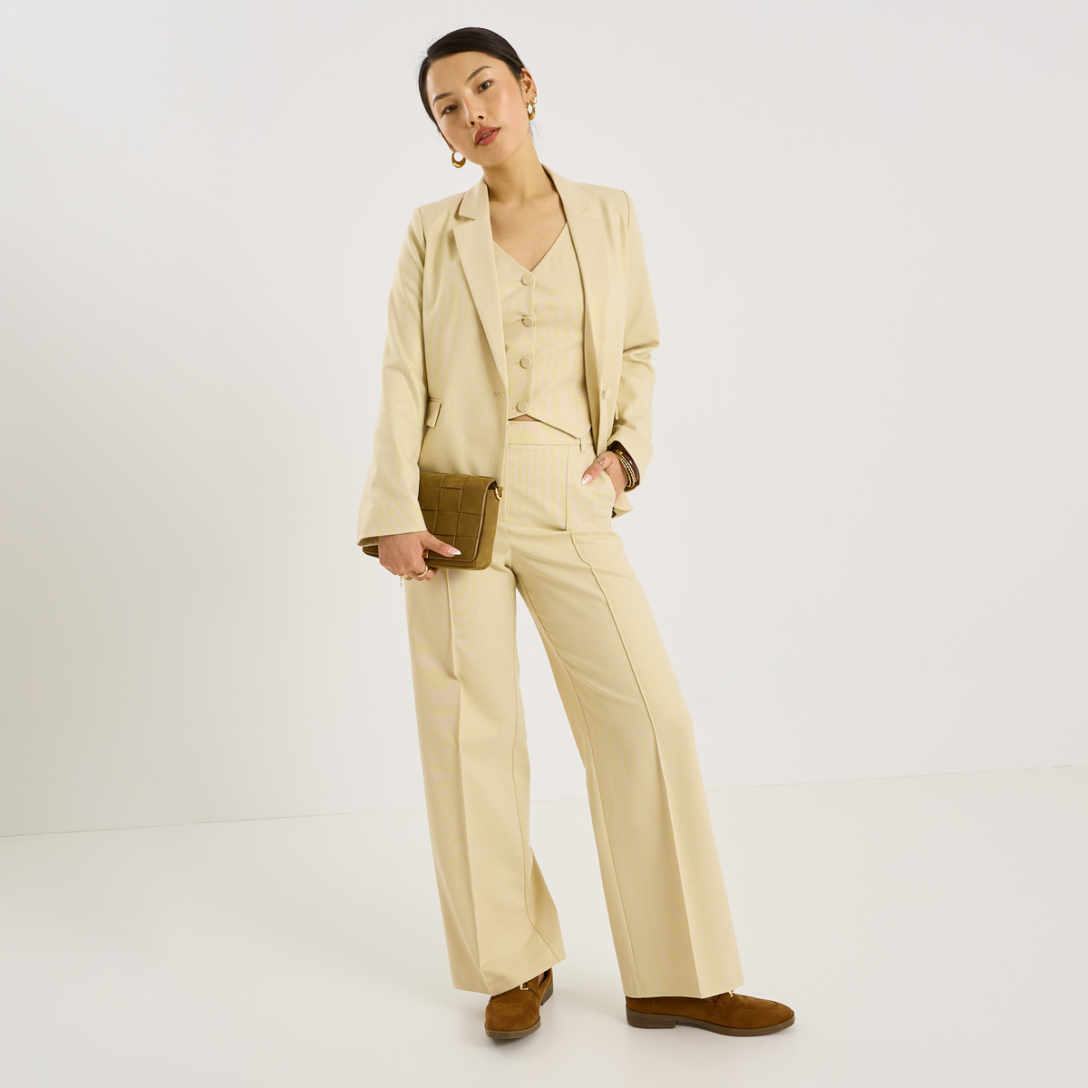 Pantalon large plis piqués, GRAIN DE MALICE