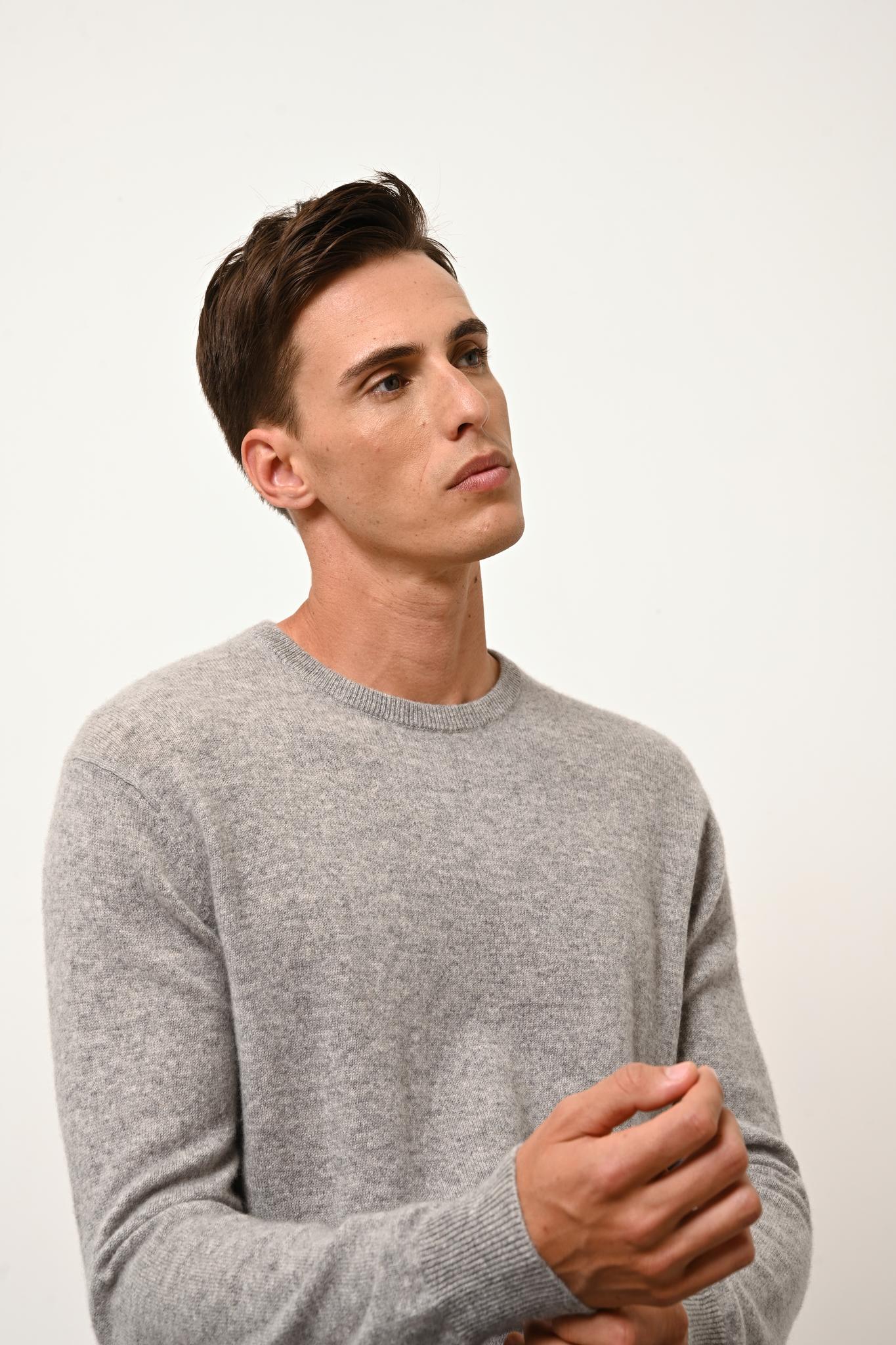 Pull Col Rond Nuage Chiné Howard, JUST CASHMERE