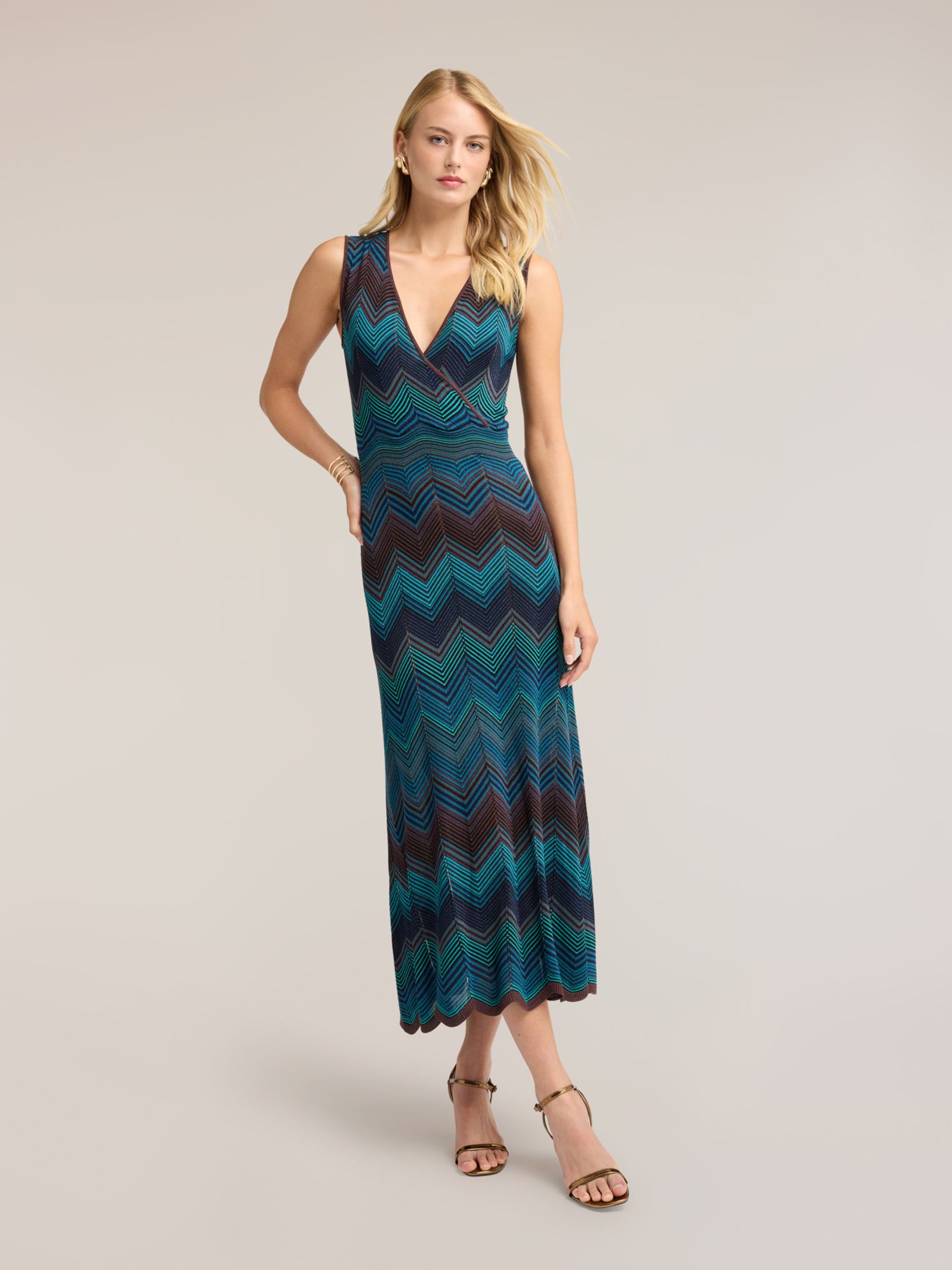 Robe fourreau longue chevron, MOTIVI