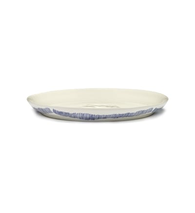 Plateau Feast Par Ottolenghi Tourbillons Grès Blanc/bleu Ø34 Cm, SERAX