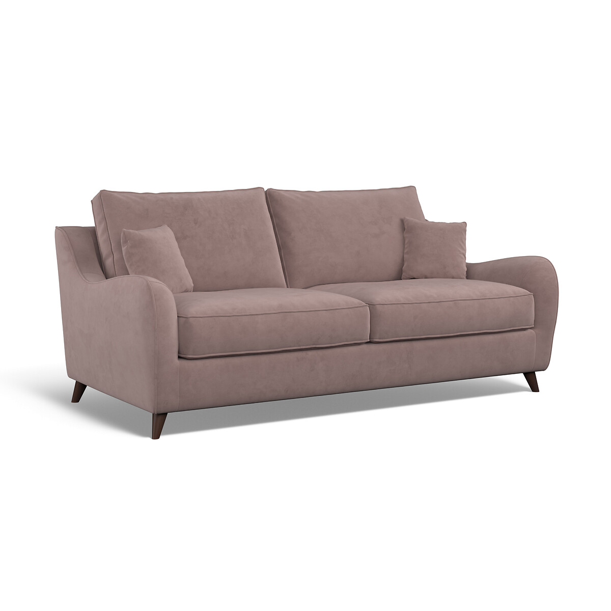 Amelia Velvet 3 Seater Sofa with Dark Wood Legs