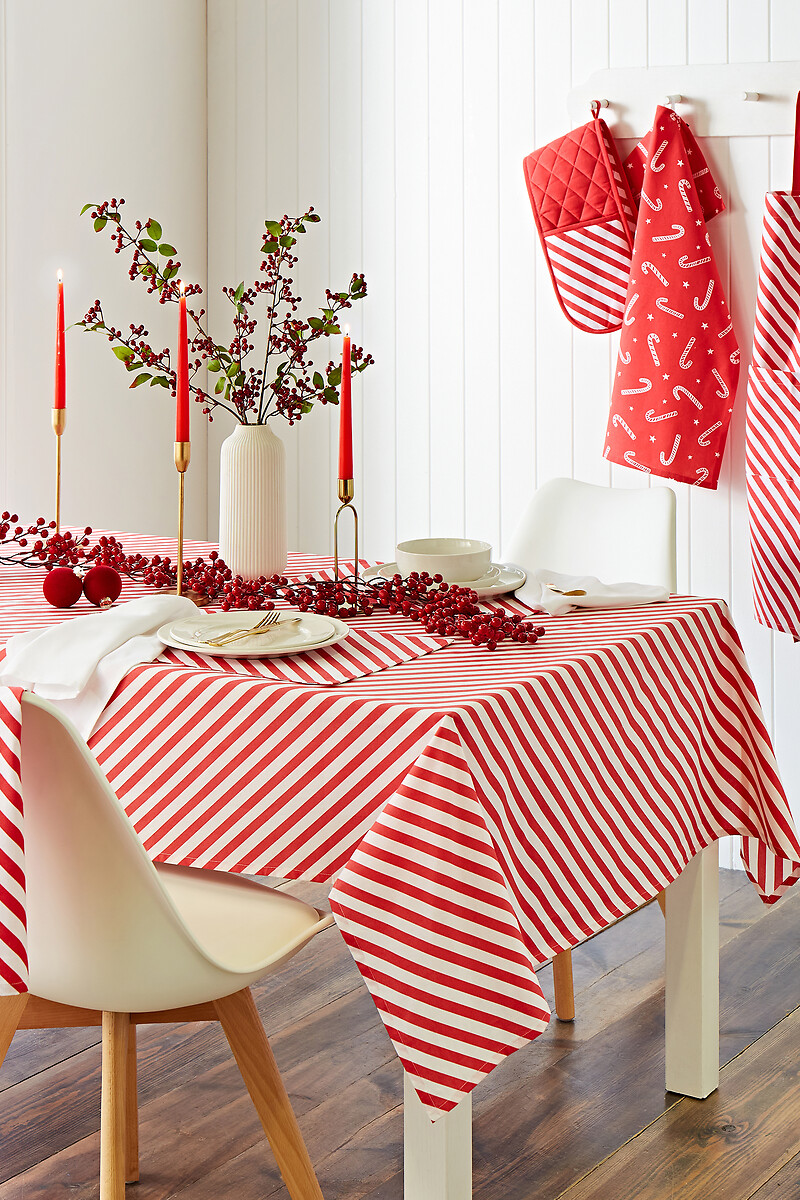 Christmas Candy Cane Table Cloth, CATHERINE LANSFIELD