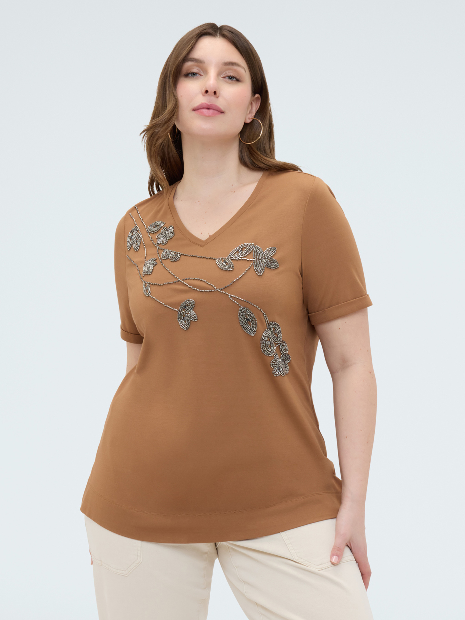 T-shirt avec broderie florale, FIORELLA RUBINO
