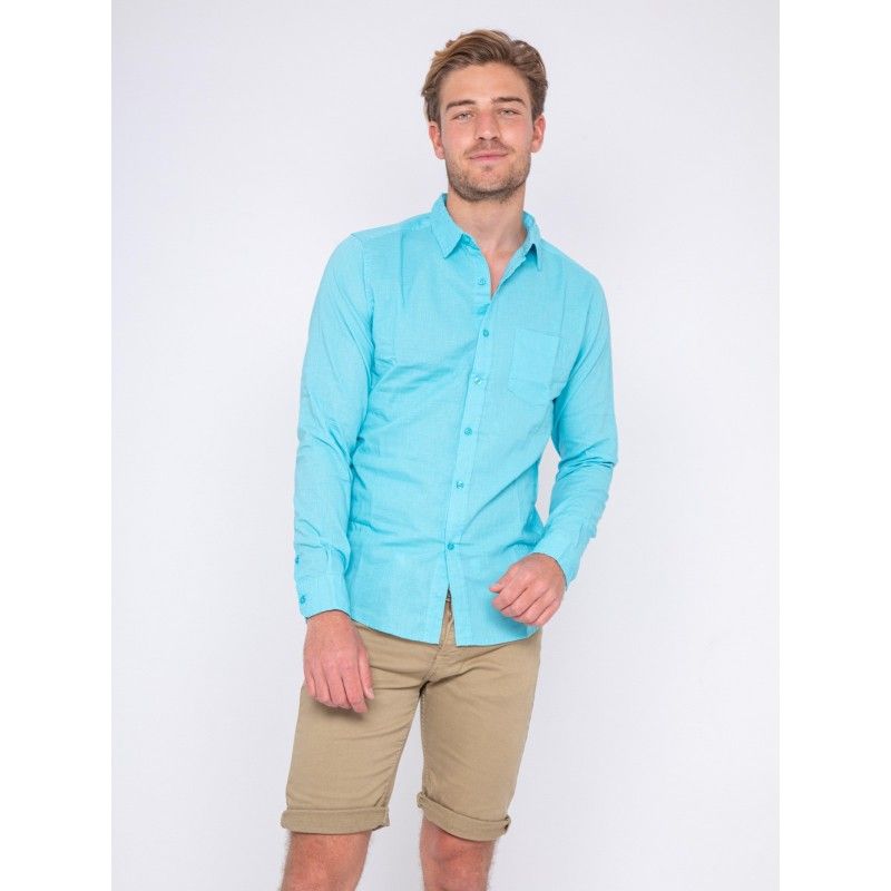 Chemise Homme Matalan Taille L - Coton Bleu, Style Rétro à Motif, Coupe Slim, Neuve Avec étiquette