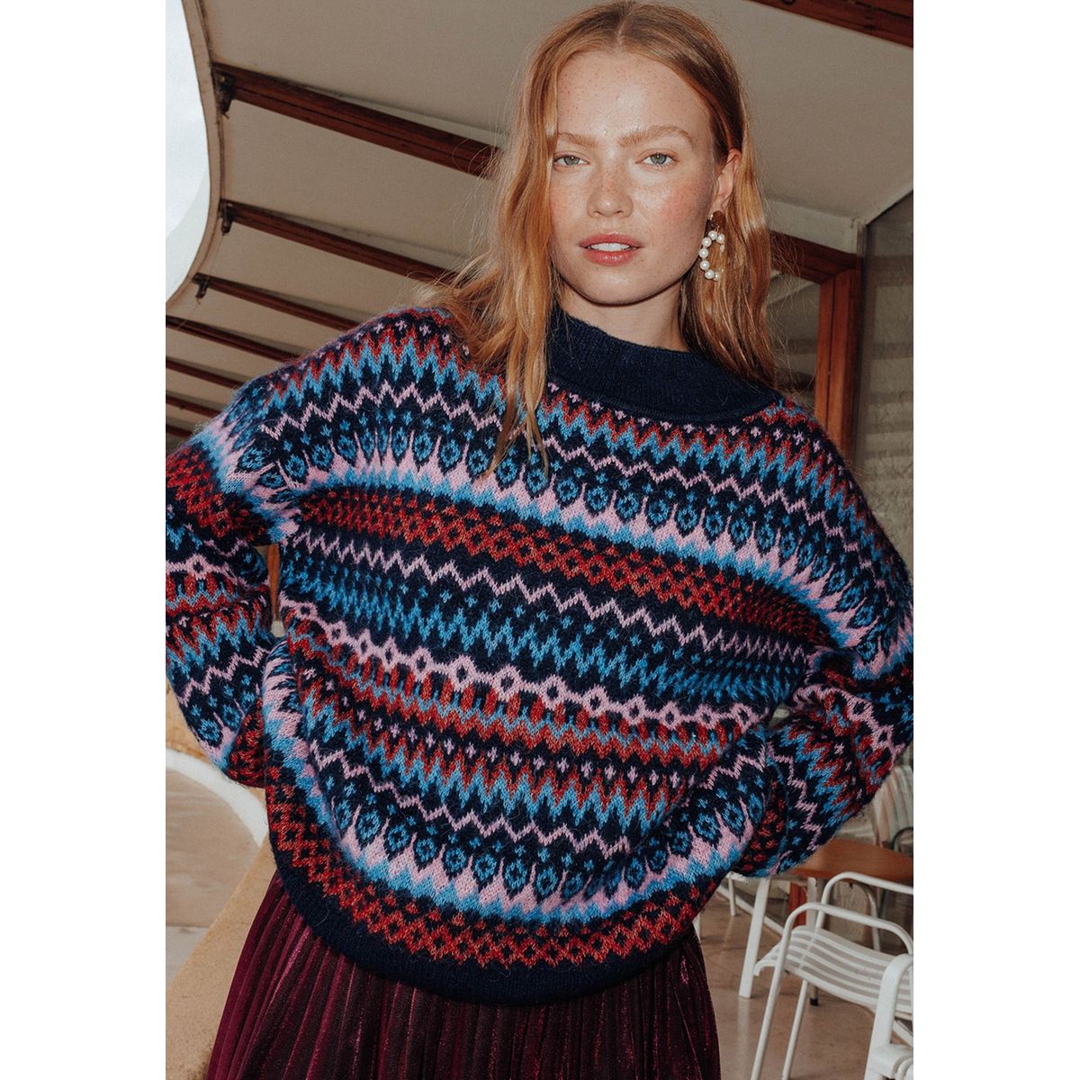 Pull de no l imprim marine Promod La Redoute