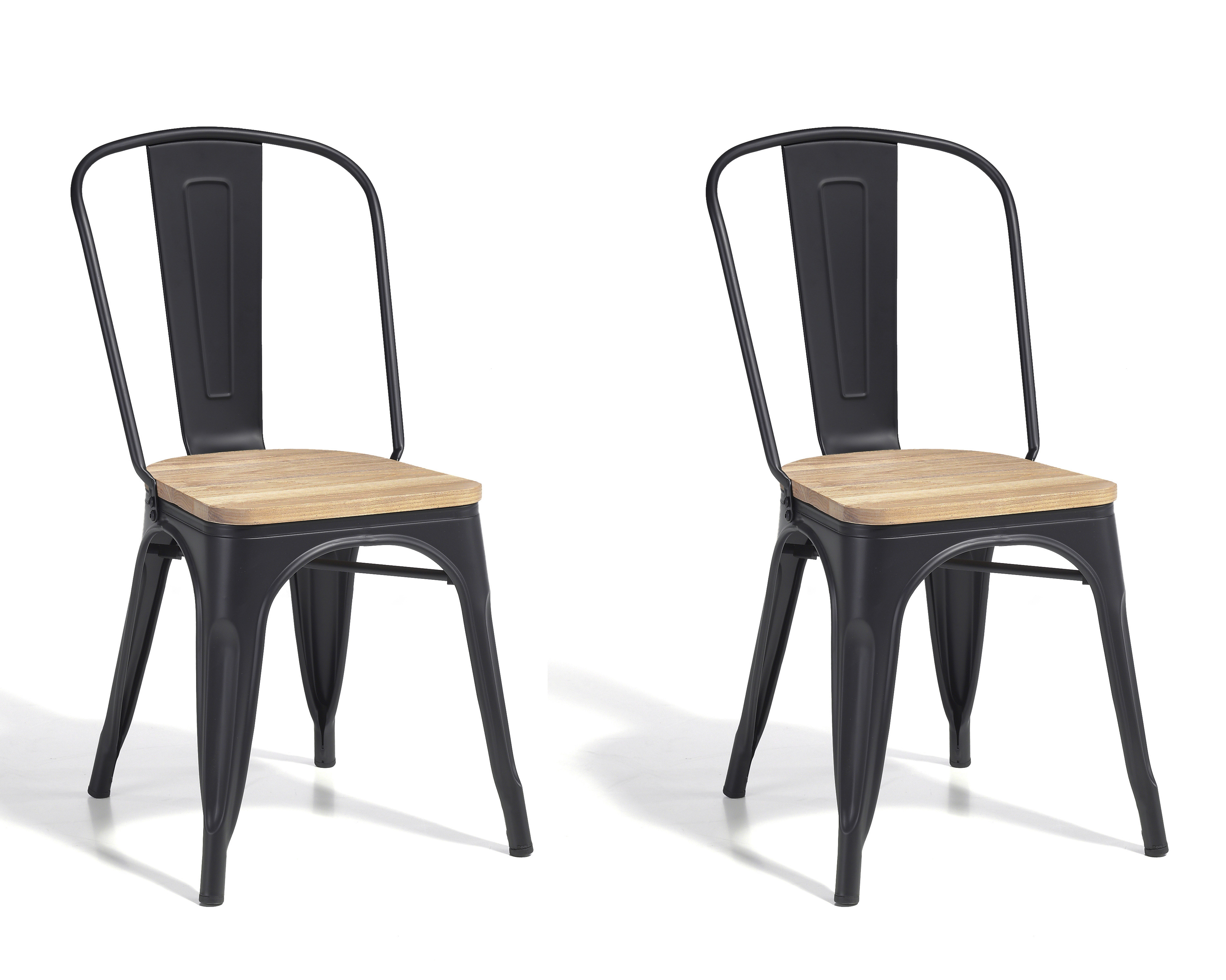 Lot de 2 chaises en métal et BOIS, MEET, HISPANOHOGAR