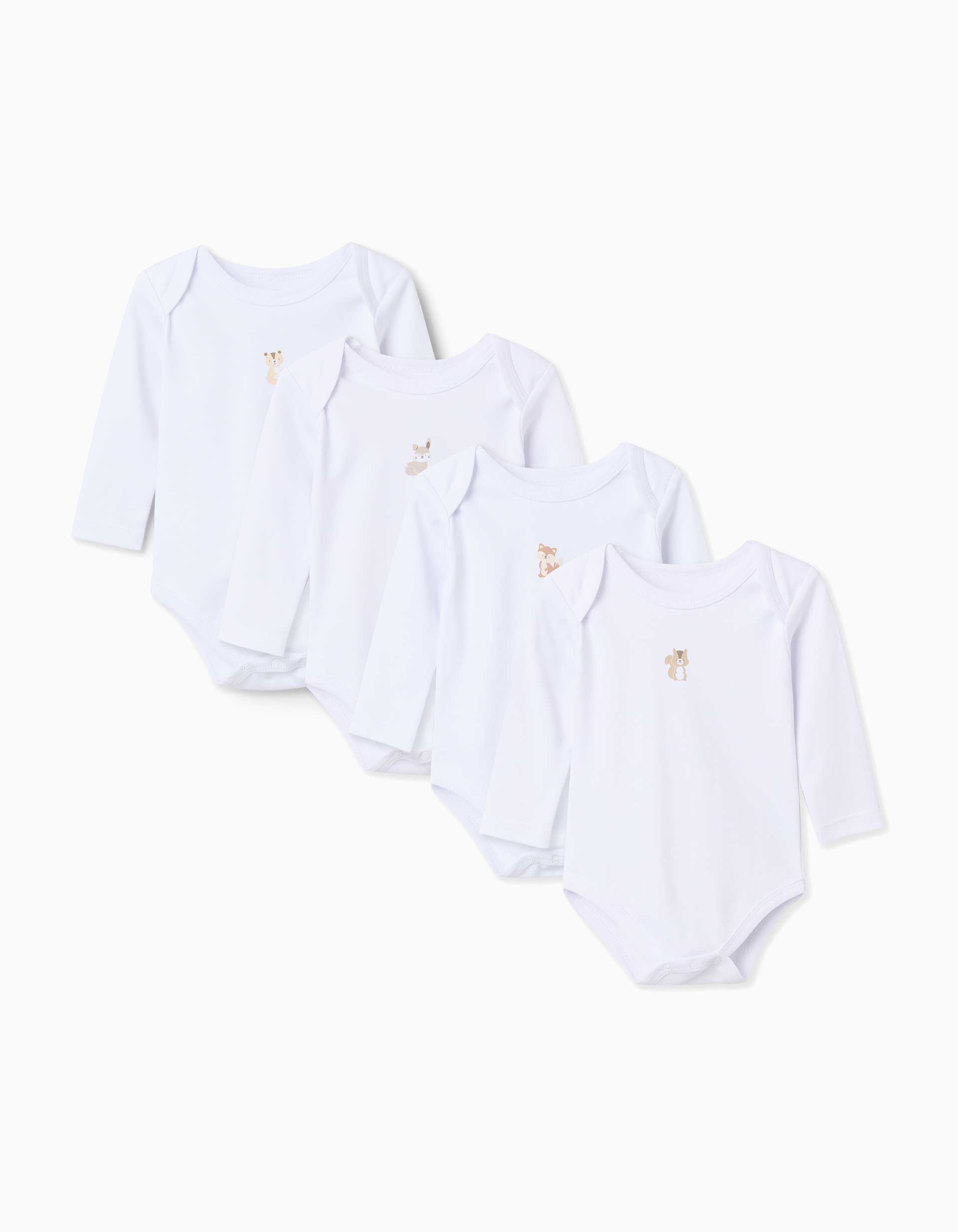 Pack de 4 bodys à manches longues en coton avec imprimés, ZIPPY