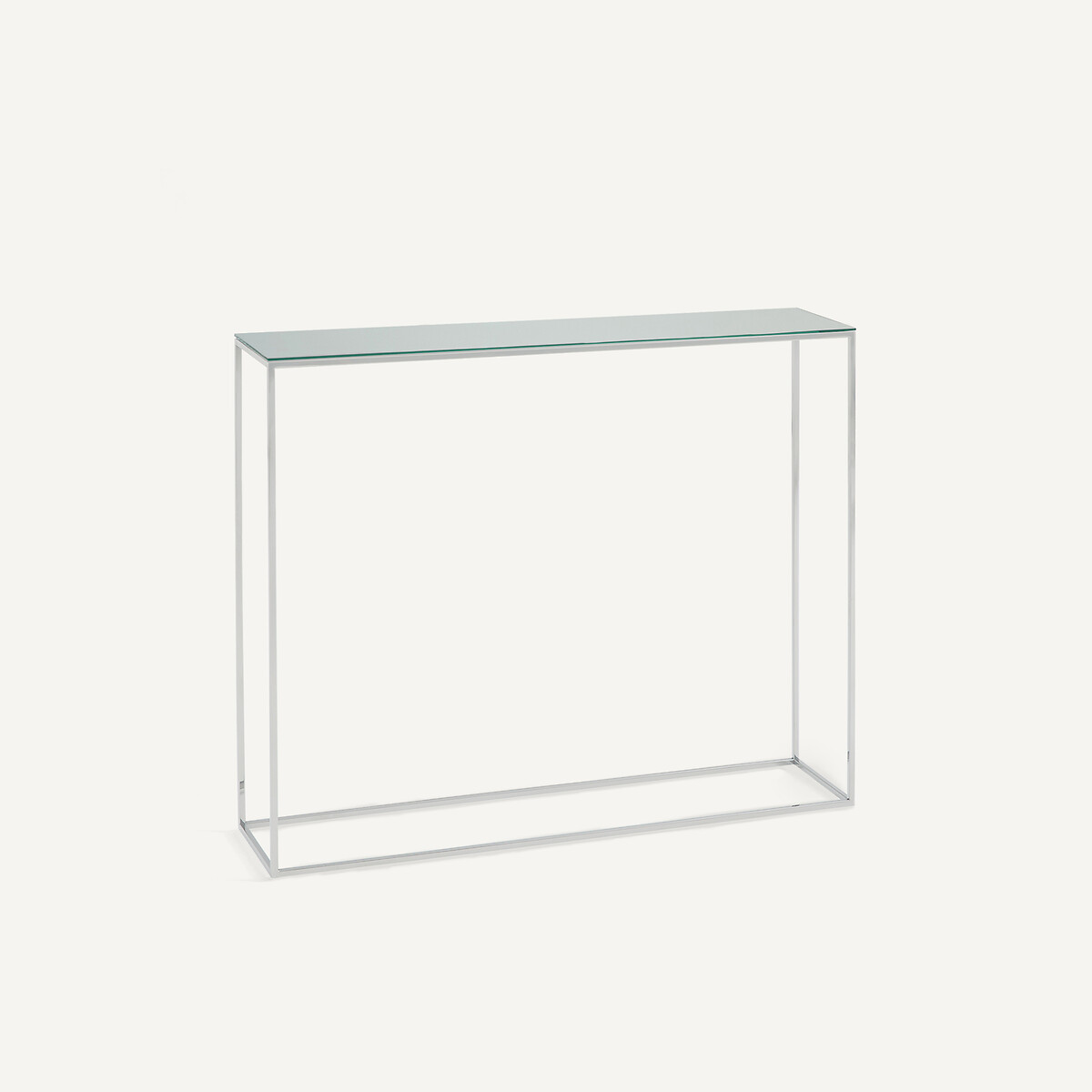 Console métal acier inox chromé et plateau miroir, largeur 90 cm, MAHAUT, AM.PM
