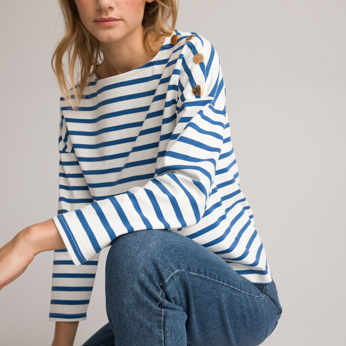 Femme Vêtements Tops Manches longues Le t-shirt encolure bateau taille 38 Jean DAY.LIKE en coloris Bleu 