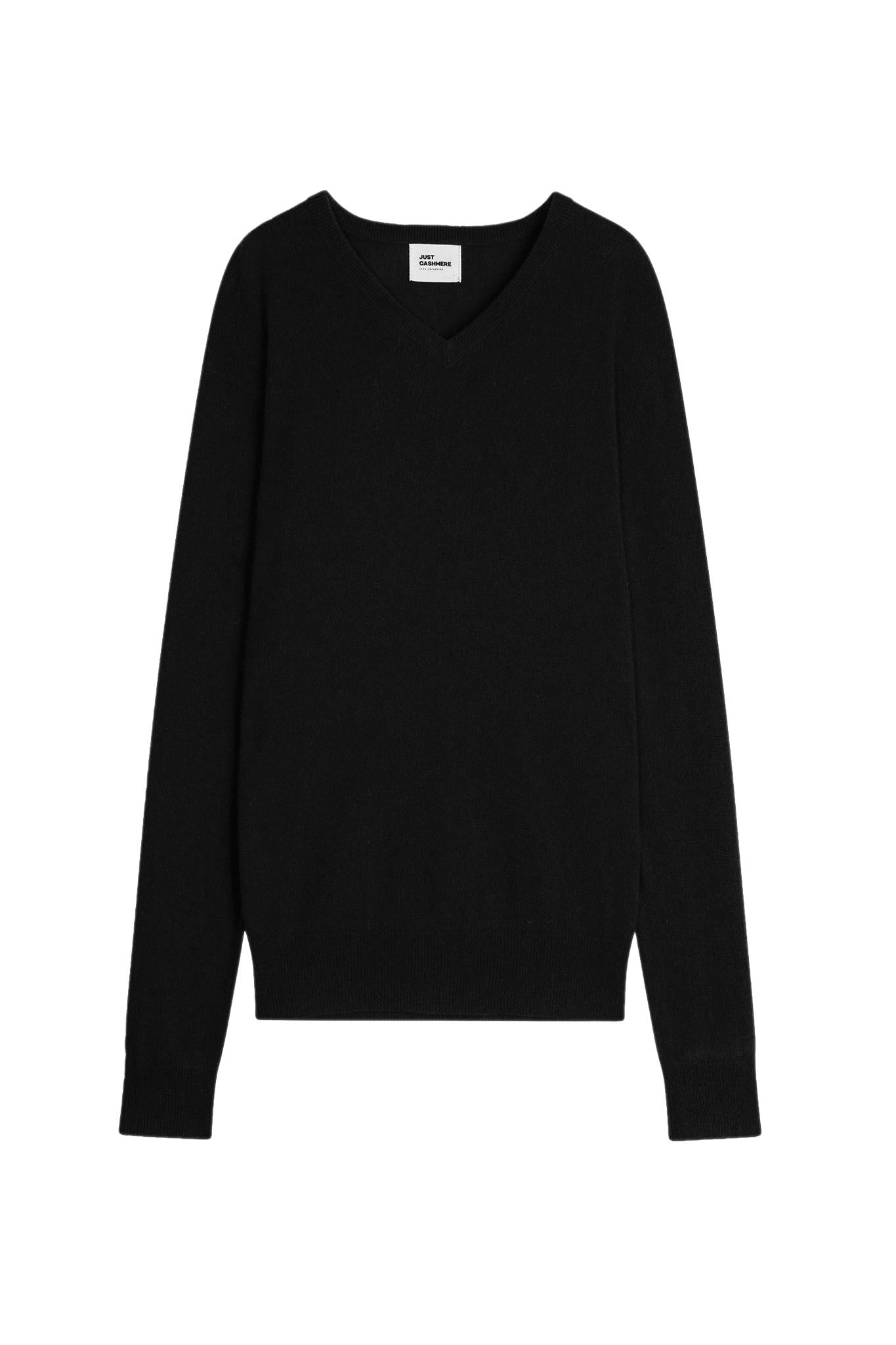 Pull Col V Noir Walt, JUST CASHMERE