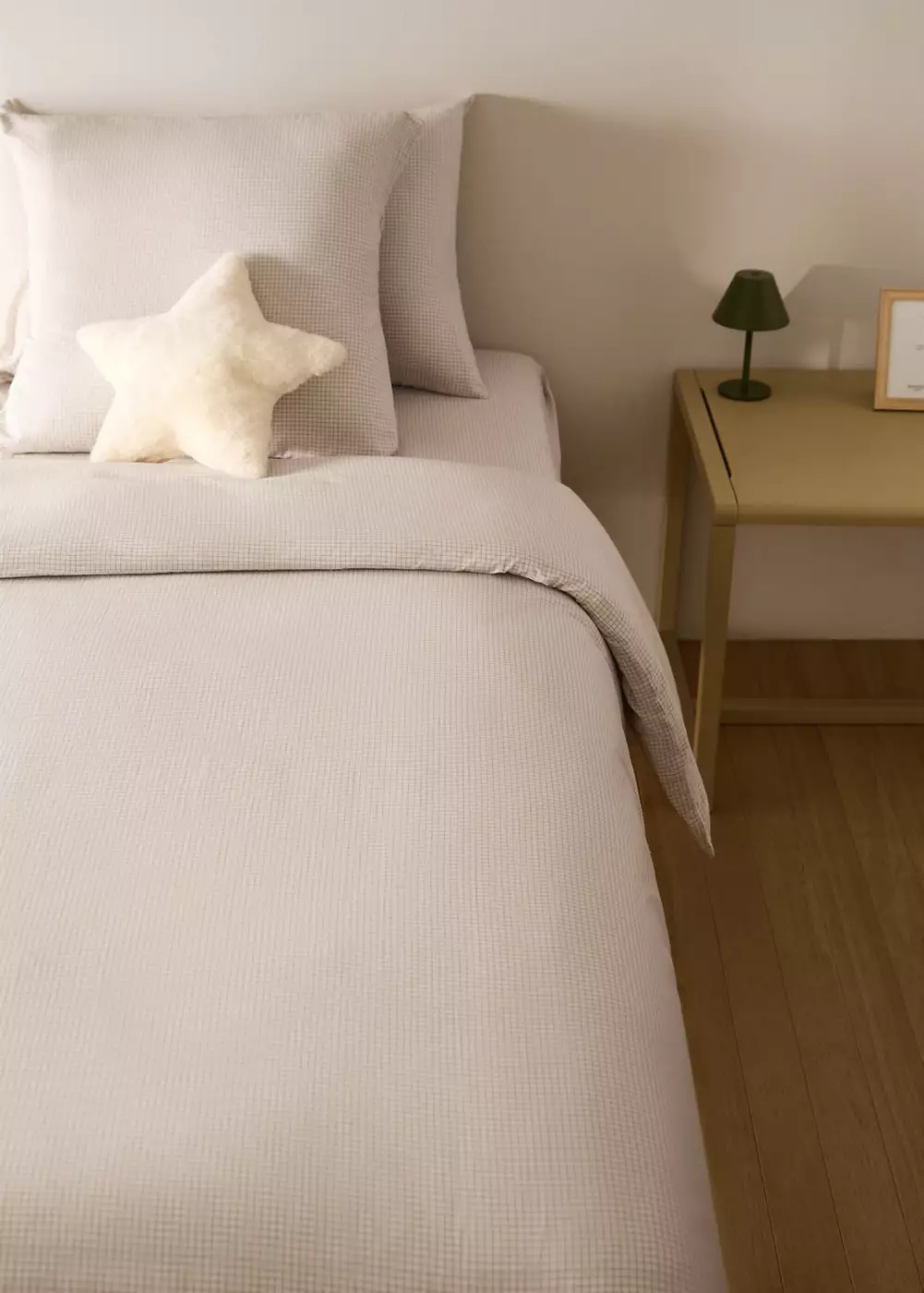 Housse de couette enfant fil teint en coton imprimé mini carreaux lit 90 cm, MANGO HOME