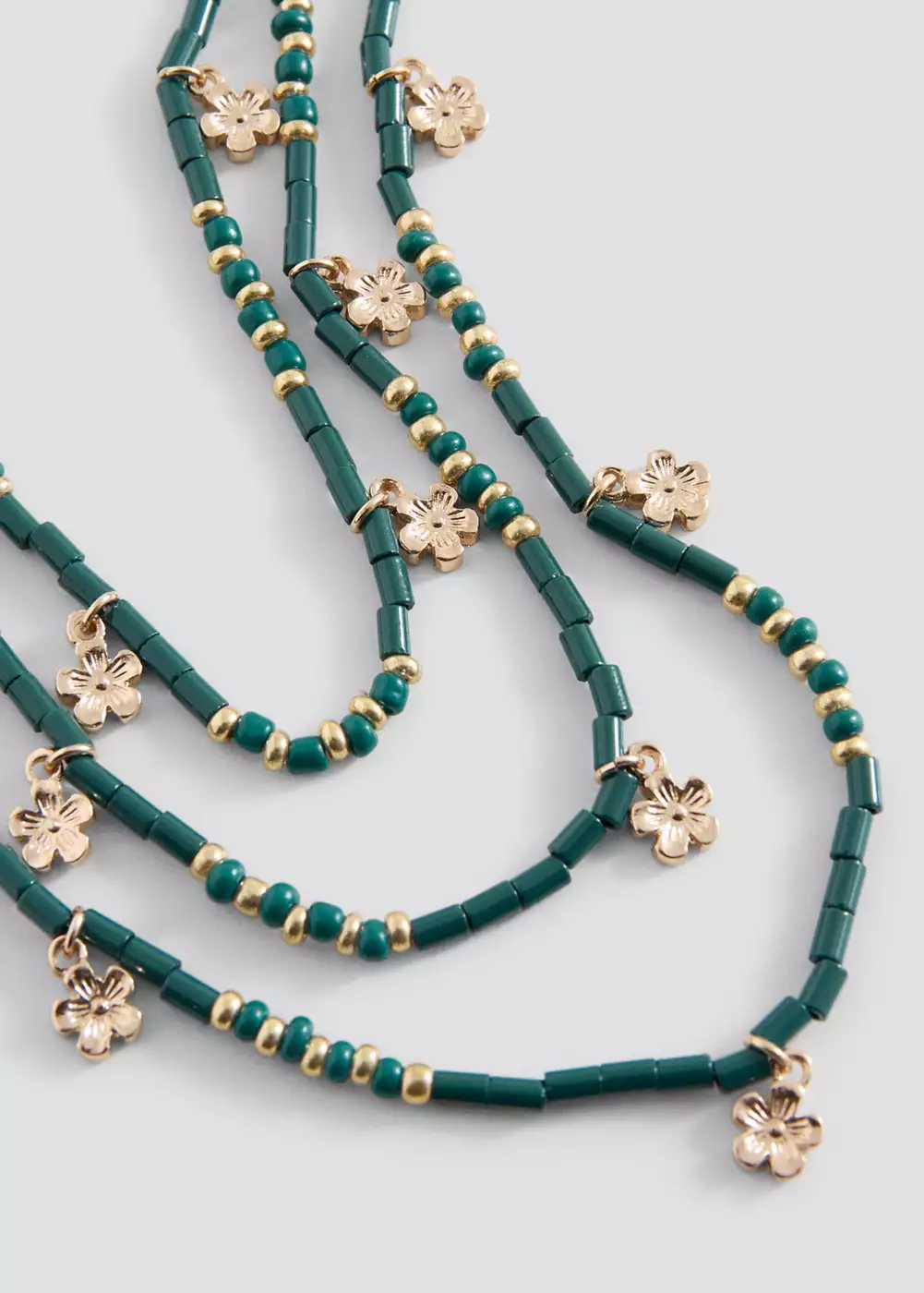Collier multichaînes à perles et fleurs, MANGO TEEN