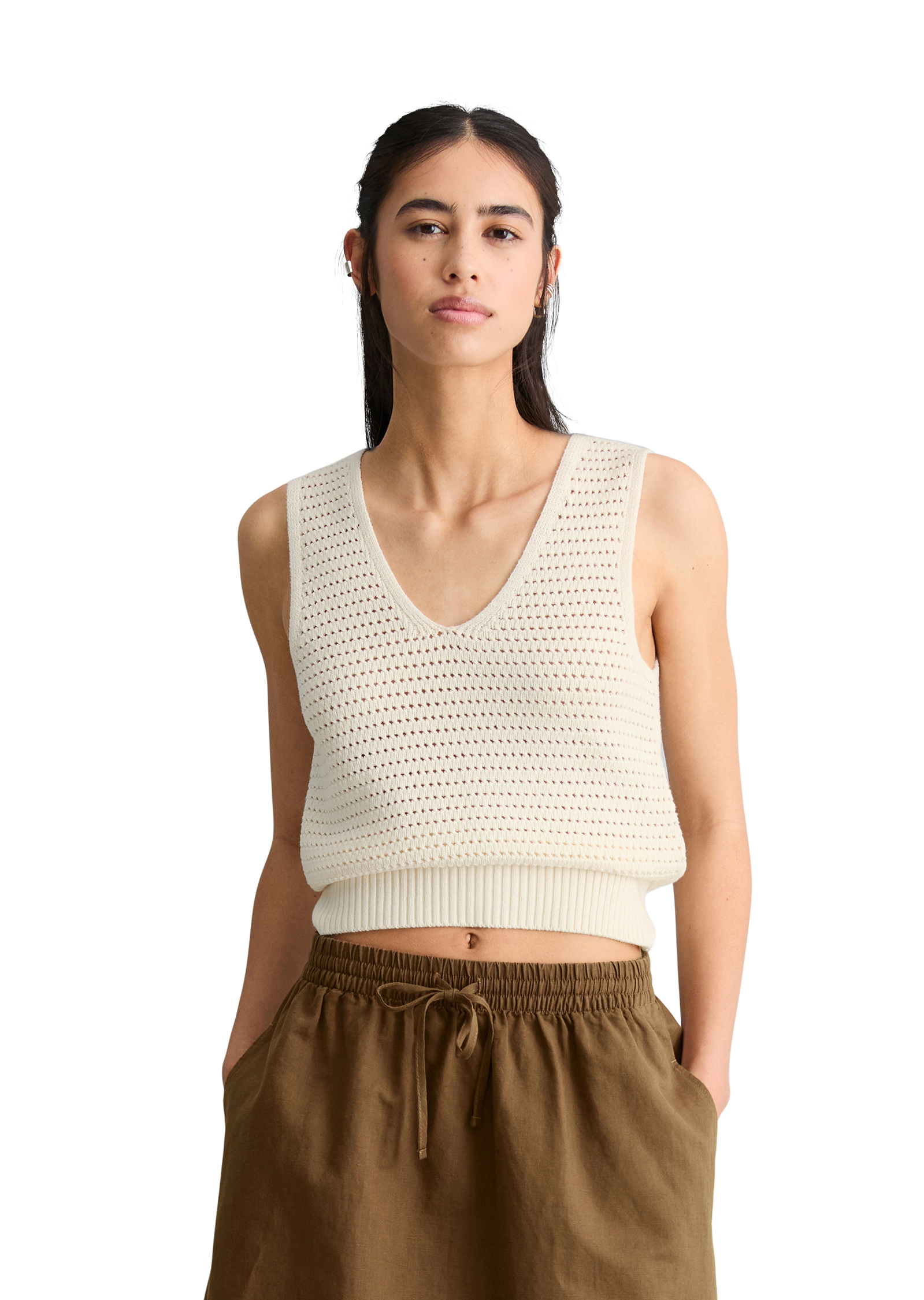 Top en tricot slim en coton organique, MARC O’POLO DENIM