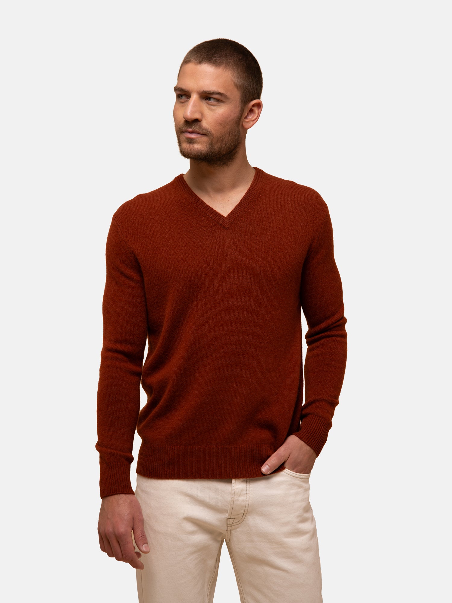 Pull Col V 4 Fils Écureuil Nathan, JUST CASHMERE