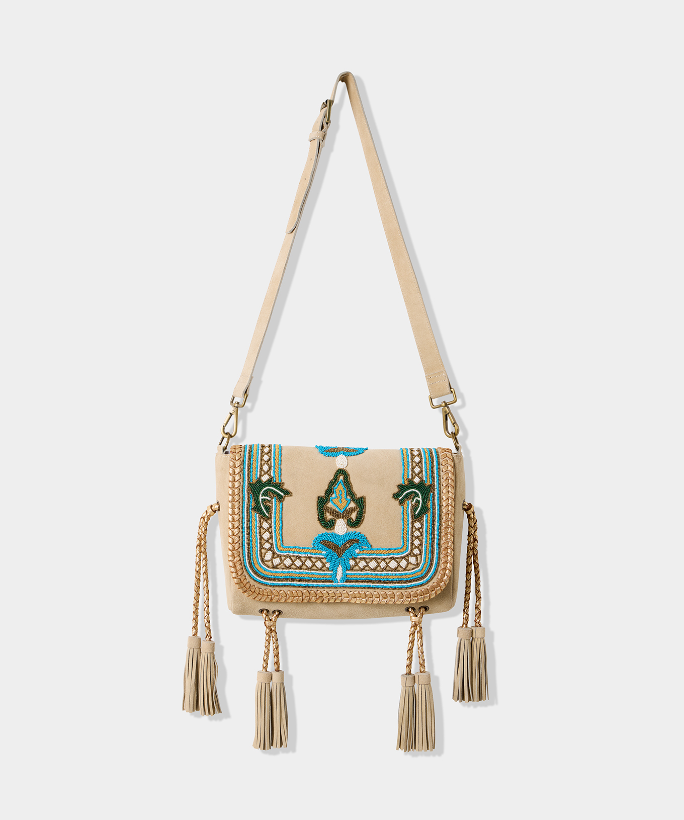 Sac Porté Croisé Daim Tressé Perles, JOE BROWNS