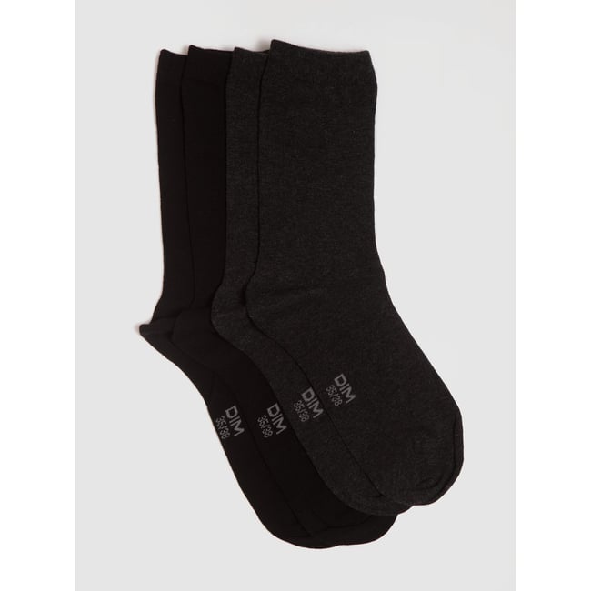 Chaussettes mi-hautes - Femme - Lot de 2 - Noir et blanc - Confortable Chaussettes mi-hautes - Femme - Lot de 2 - Noir et blanc - Confortable