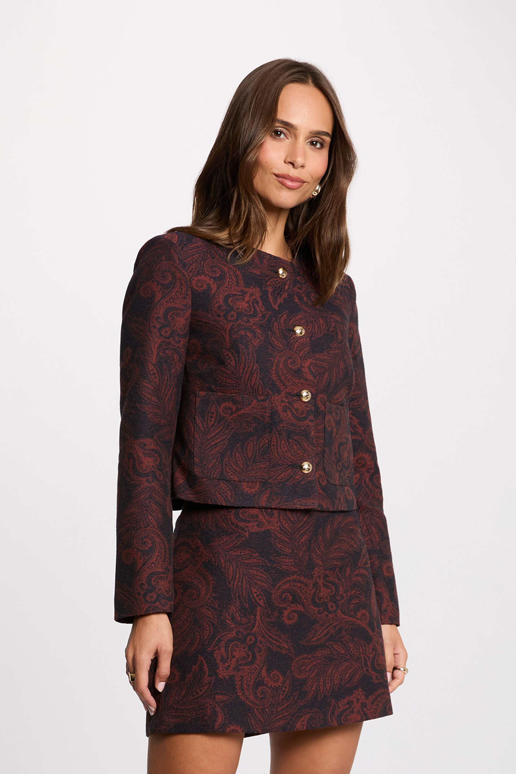 Veste droite imprimée, MORGAN