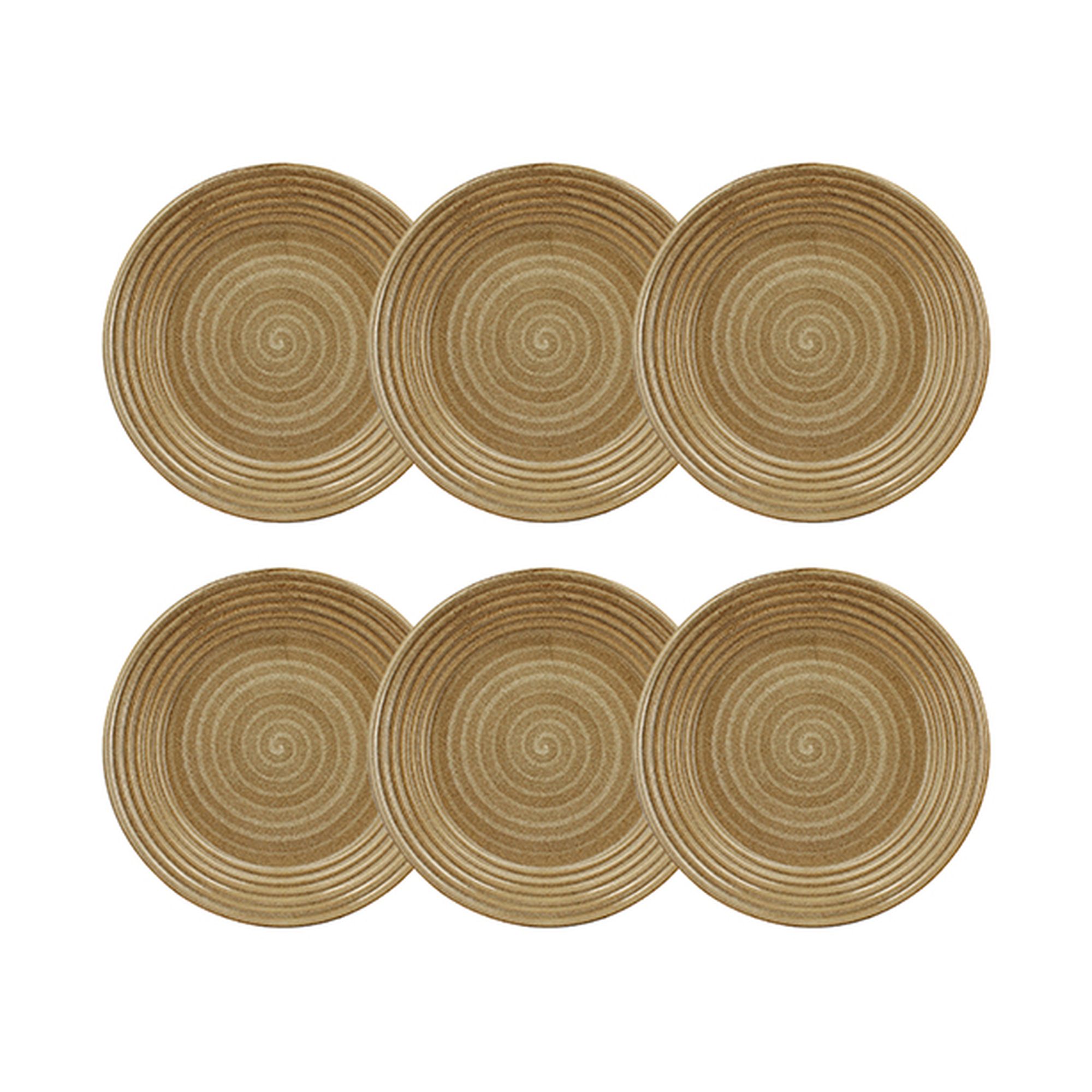 Lot de 6 assiettes plates 27cm en grès, TURBOLINO, NOVASTYL