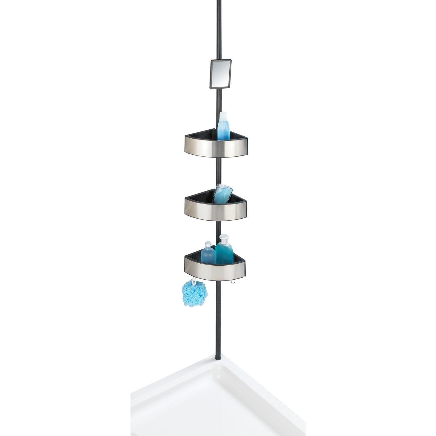 Etagère de douche extensible 3 niveaux avec miroir PREMIUM BIG, WENKO
