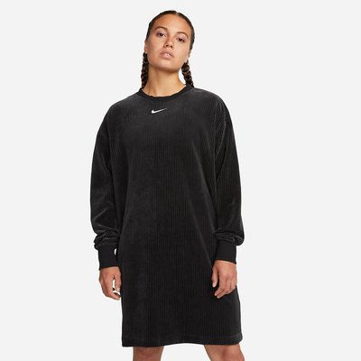 Embroidered Logo Sweatshirt Dress in Cotton Mix and Loose Fit NIKE