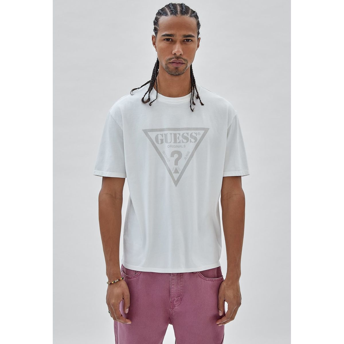 Guess t shirt logo triangle blanc Guess La Redoute
