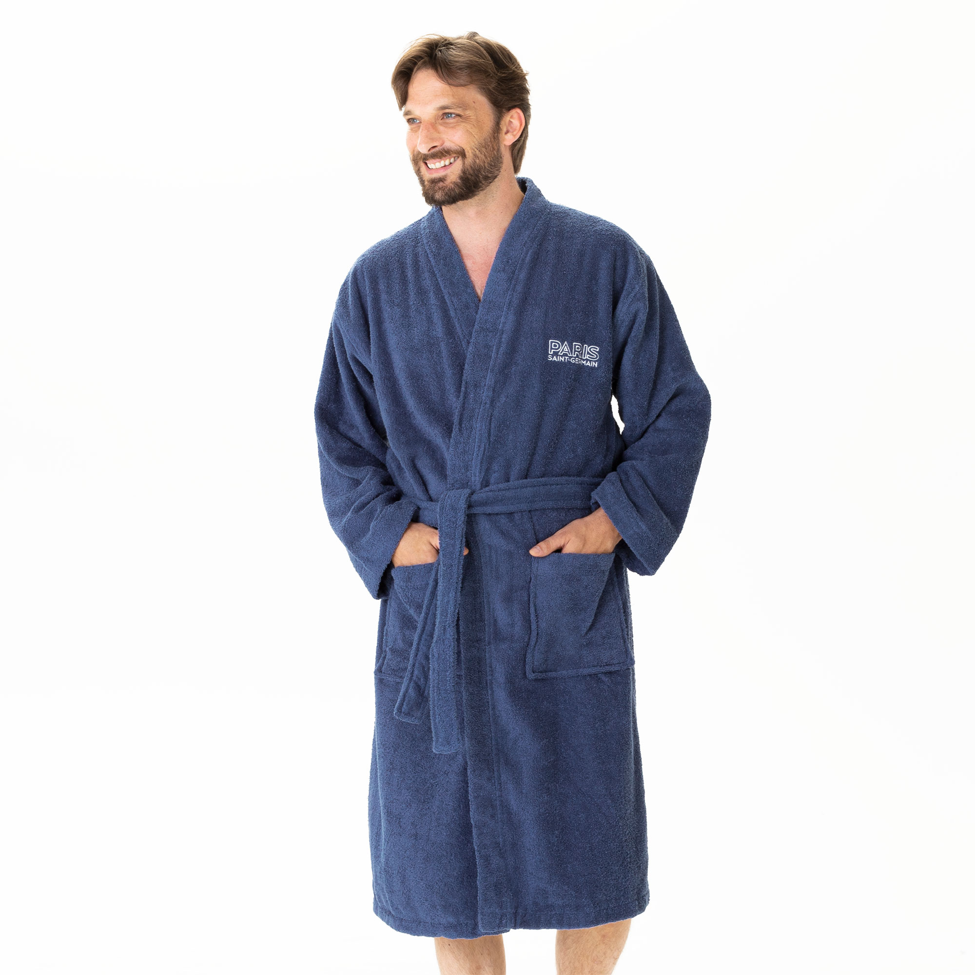 Peignoir col kimono brodé bouclette 100% coton, Paris Saint Germain PARISIAN, PSG