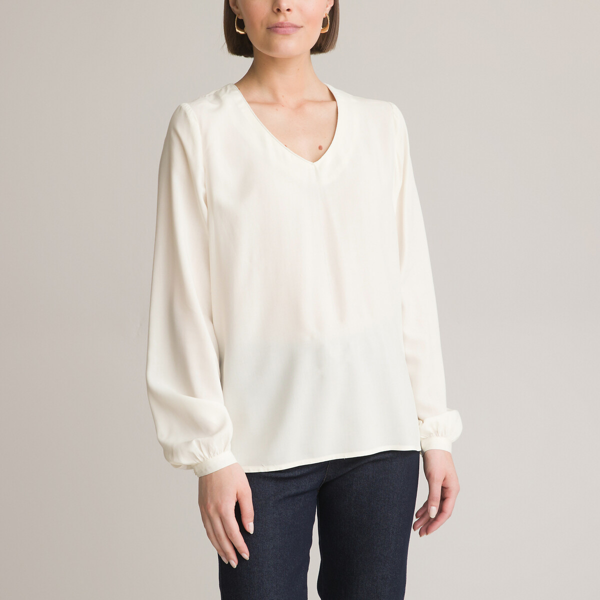 Plain v-neck blouse with long sleeves Anne Weyburn | La Redoute