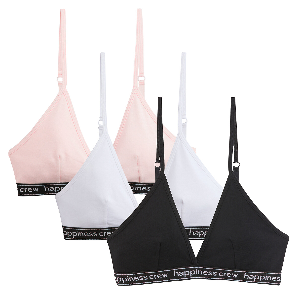 Pack of 3 triangle bras, white + pink + black, La Redoute Collections ...