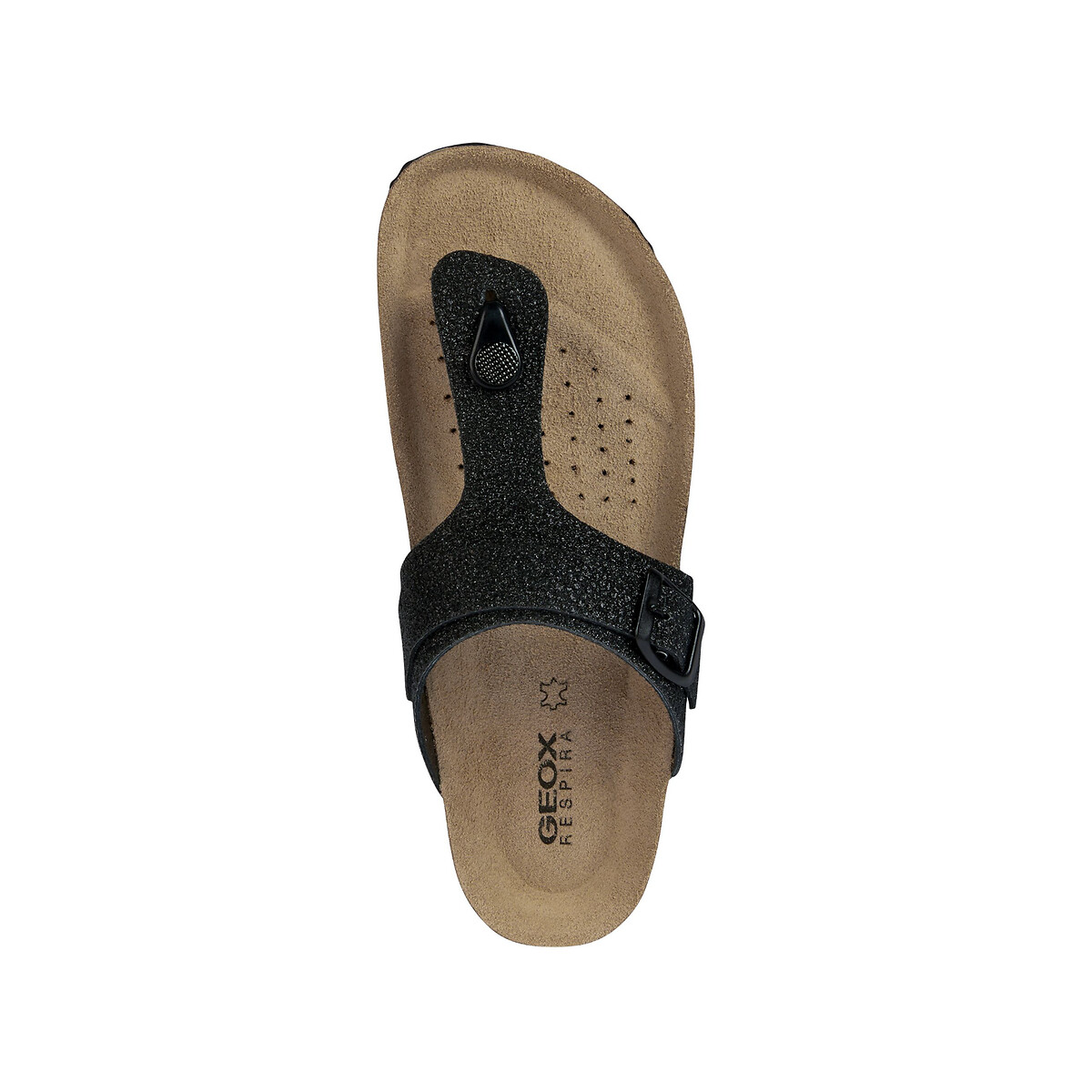 Brionia breathable flip flops in leather black Geox La Redoute