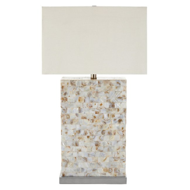 Natural Mosaic Shell Rectangular Column Base Table Lamp, multi-coloured, SO'HOME